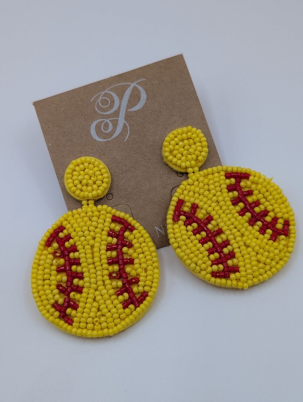 Plunder Design Beaded Sporty SoftBall Baseball Diamond Diva Earrings